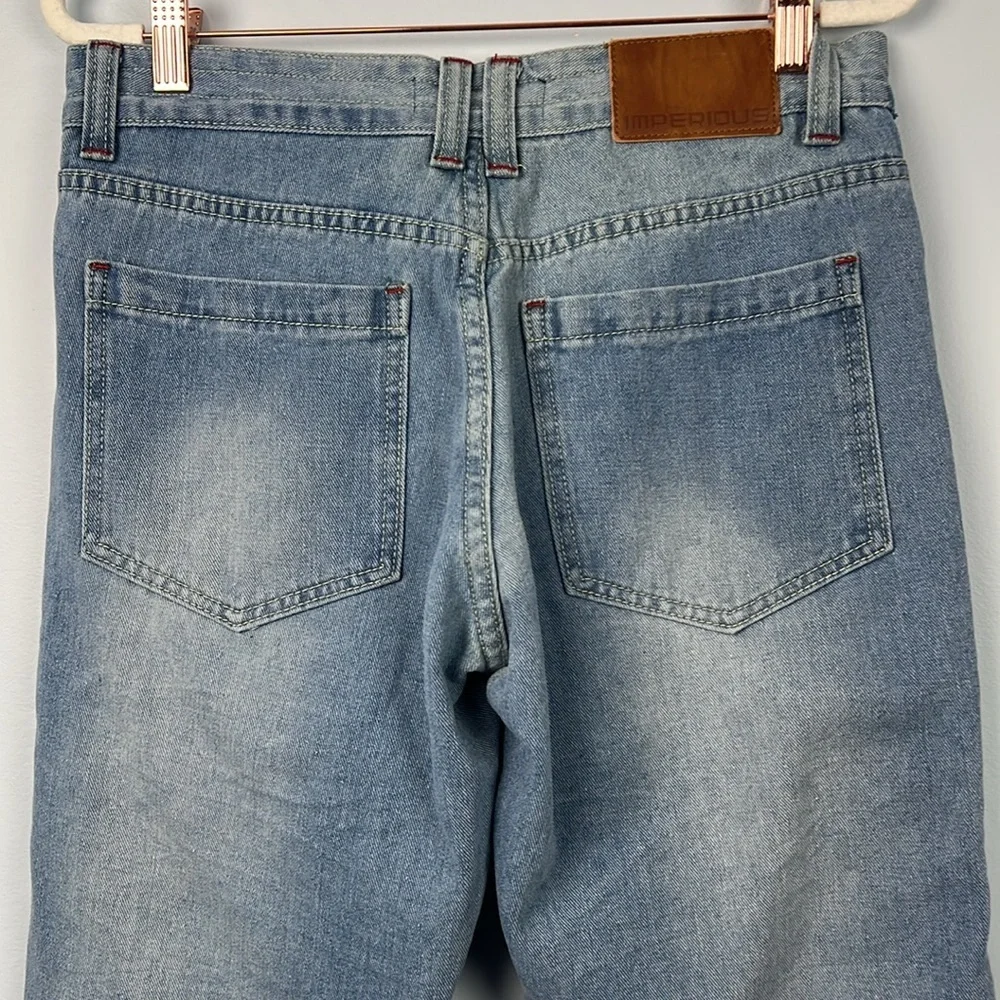 Imperious men's 30x32 zipper detail slim straight leg denim jeans